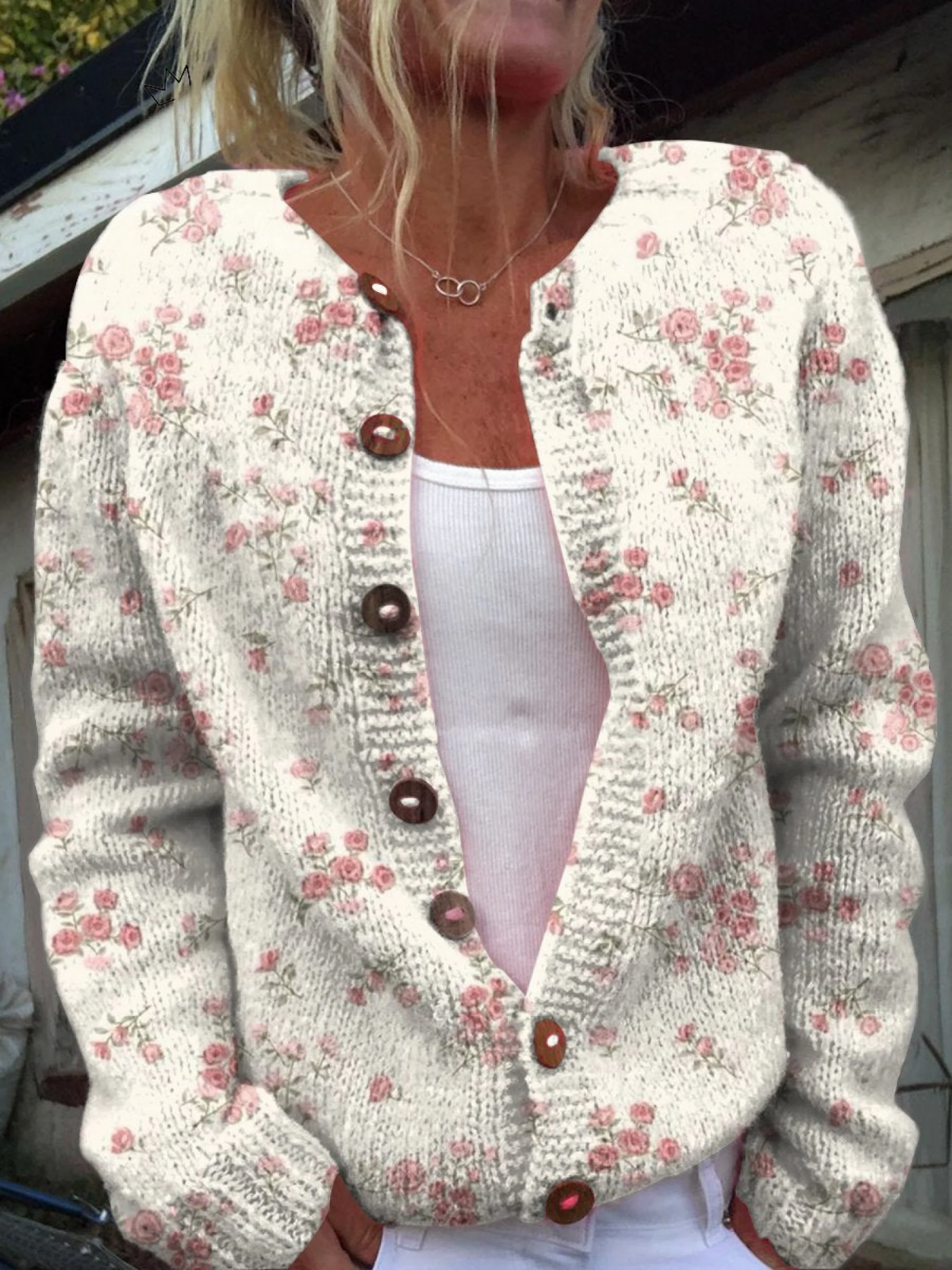 Evanthea | Cardigan en maille roses roses