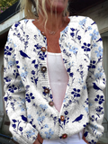 Vynora | Cardigan en maille fleurs et oiseaux
