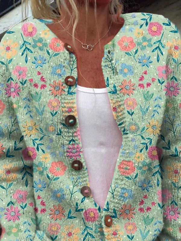 Foxfield | Cardigan en maille fleurs pastel