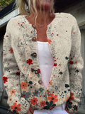 Sabrina | Cardigan en maille fleurs rouges et corail